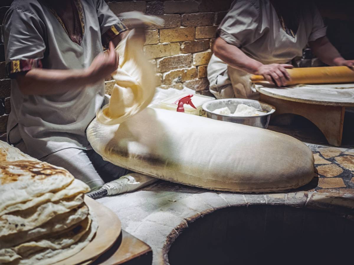 the process of baking Armenian bread